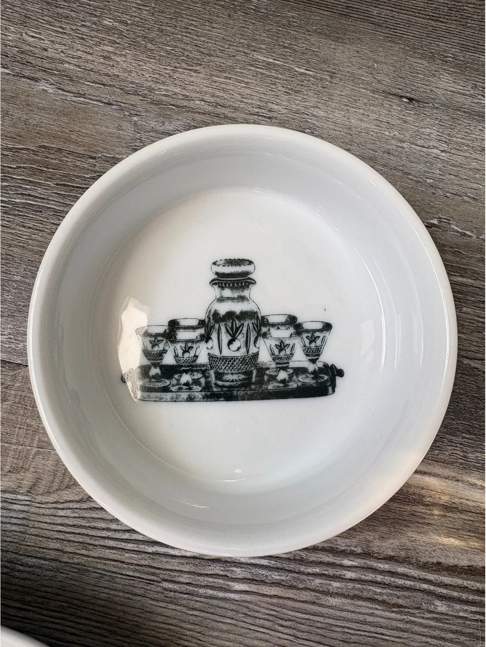 Vintage California Pantry Classic Ceramics Black White Serving Platter & Bowl